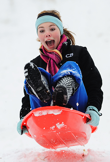 "Air Time" by Robert Jordan/University of Mississippi "The campus received over 8" of snow over the holiday break, most students were still at home with family, but a few came to campus to sled on a big hill by Deaton Dorm."